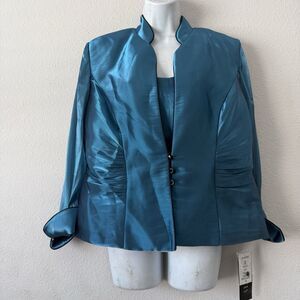 NWT J.R. Nites 2pc Evening Suit 16 Peacock Iridescent Teal Jacket & Tank Top Set